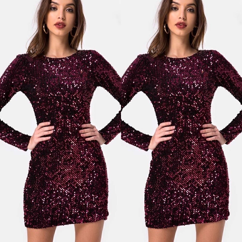 MOTEL ROCKS GABBY PLUNGE BACK DRESS
